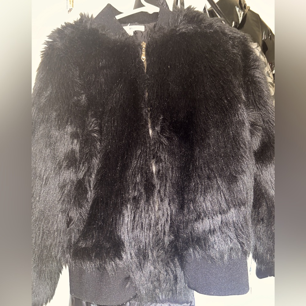 FURRY BLACK DRESS ZIP UP JACKET🖤